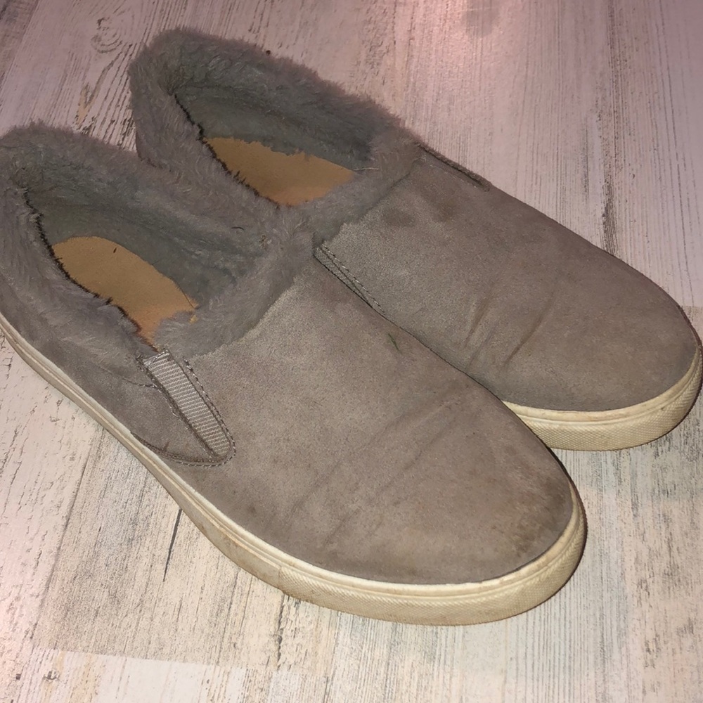 Brash loafer fuzzy slip ons flats gray fuzzy liner size 7 1/2 comfy shoes
